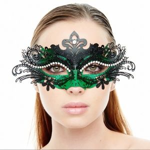 Black & Green Premium Laser Cut Masquerade Mask